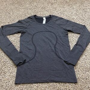 Lululemon Swiftly Tech Long-Sleeve Shirt 2.0 *Hip Length Spandex Stripe Black